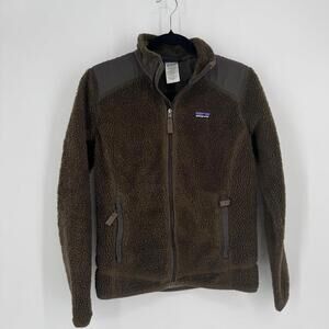 Patagonia jacket womens medium M brown retro x sherpa teddy granola girl hiking